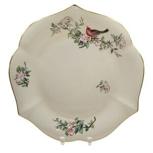 Lenox Serenade Server Platter Dessert Tray USA Gold Trim 11.5 Inches Excellent